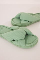 Womensecret Zapatillas abiertas con diseño de gofre verde verde