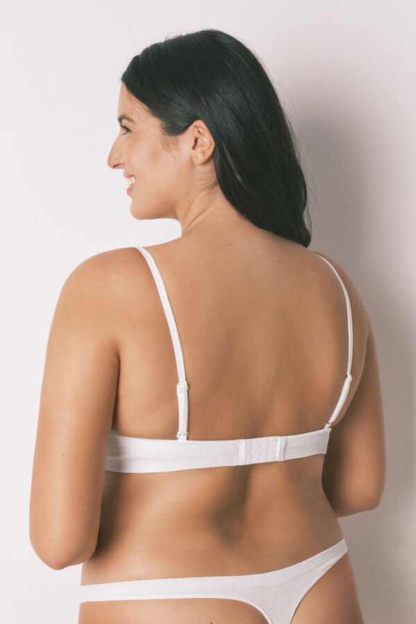 Women'secret Top de canalé sin costuras de lurex blanco marfil