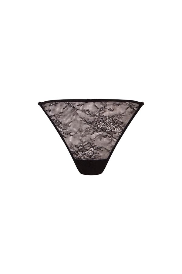 Women'secret Panty cl&aacute;sica de encaje negro negro
