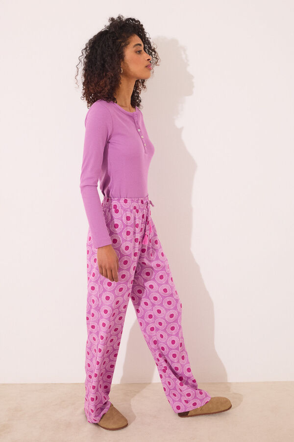 Womensecret Pantalón largo de viscosa con estampado geométrico estampado