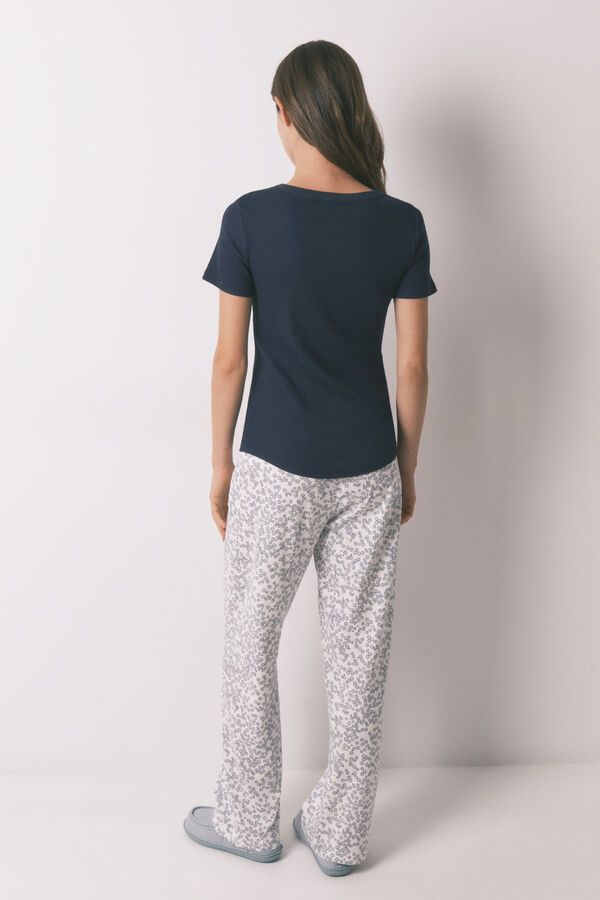Women'secret Pantal&oacute;n largo de algod&oacute;n estampado floral estampado