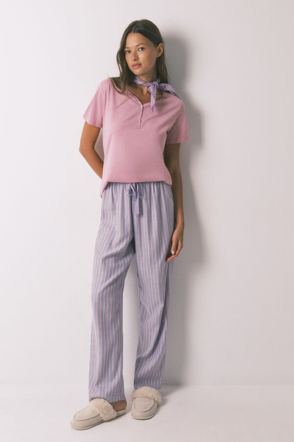 Women'secret Playera de manga corta de algod&oacute;n cepillado rosa rosa