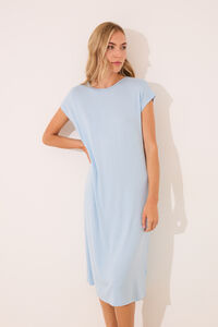 Womensecret Camisón midi de viscosa con brillos azul azul
