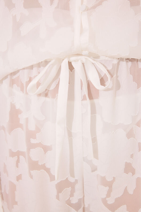 Womensecret Pijama camisera larga satín blanco marfil