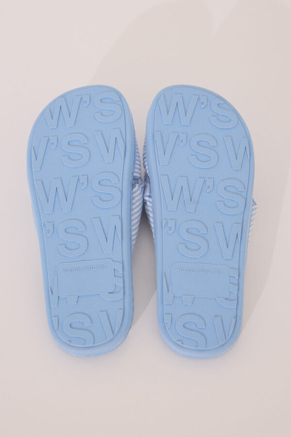 Womensecret Pantuflas para casa de seersucker azules azul