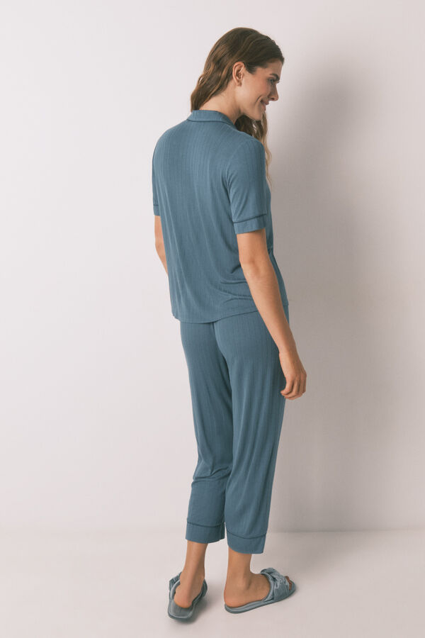 Womensecret Pijama camisera Capri de viscosa verde verde