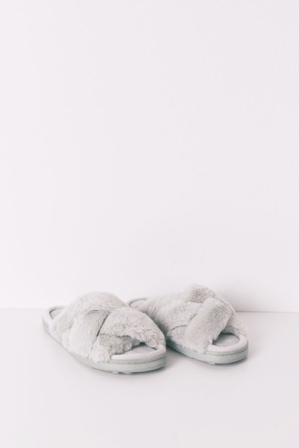Womensecret Pantuflas con pelo verde  verde