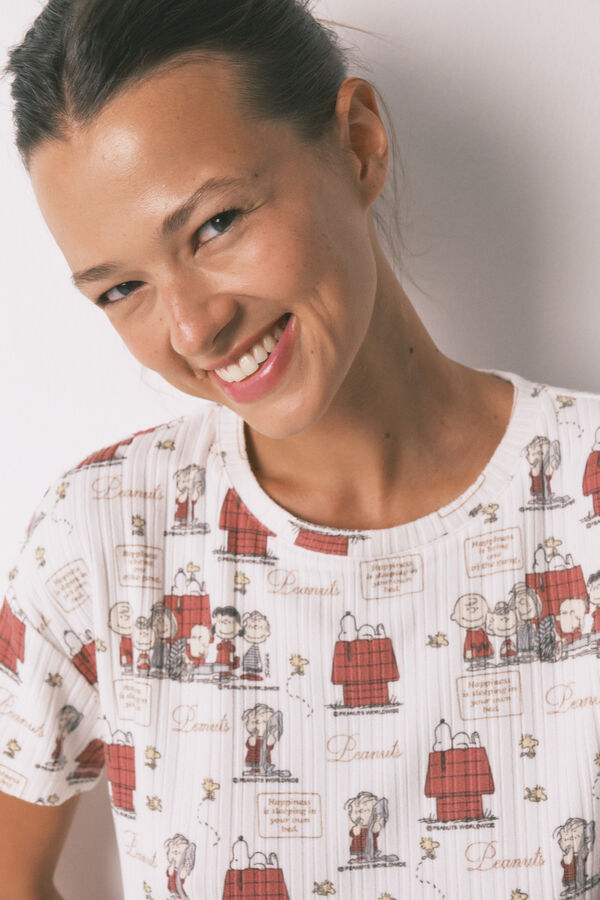 Women'secret Pijama capri acanalado de Snoopy gris gris