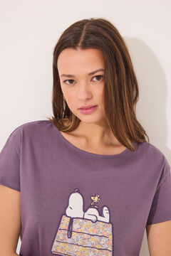 Womensecret Pijama manga corta 100% algodón estampado Snoopy morado/lila