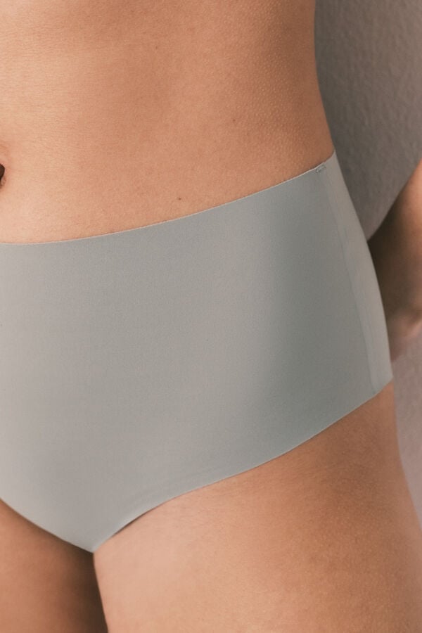 Women'secret Panty alta clean cut de microfibra kaki kaki