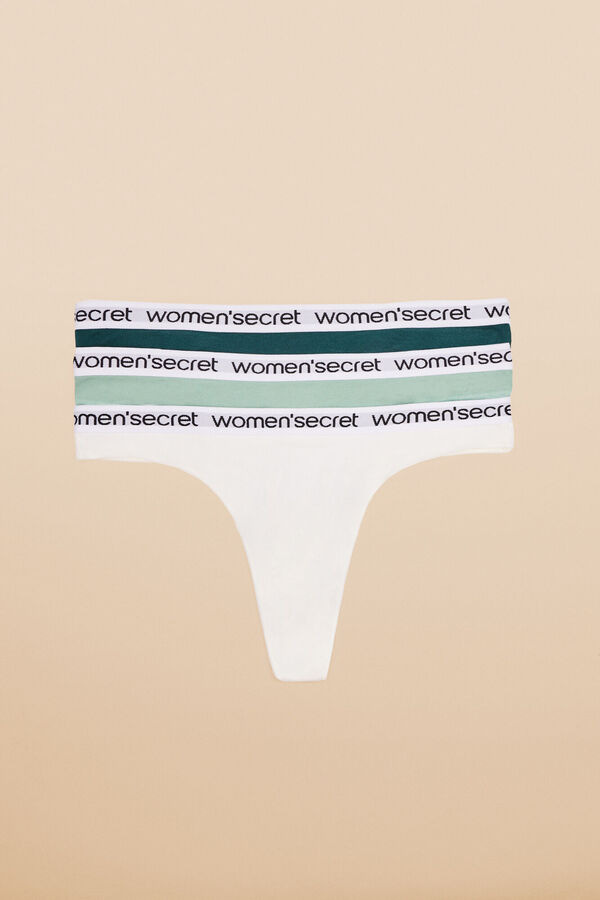 Womensecret Pack 3 tangas algodón logo verde