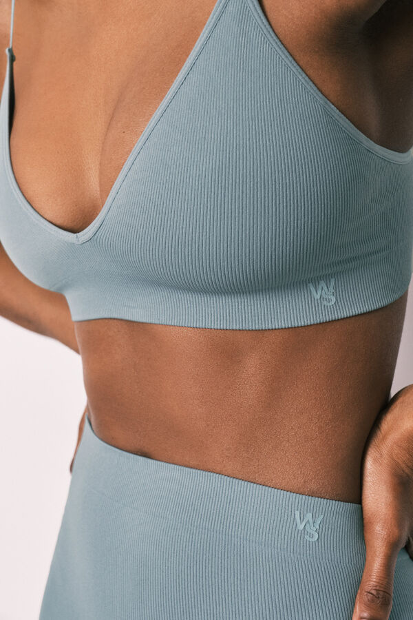 Women'secret Top triangular liso sin costuras azul azul