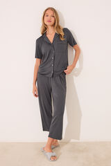 Womensecret Pijama camisera Capri de viscosa gris gris