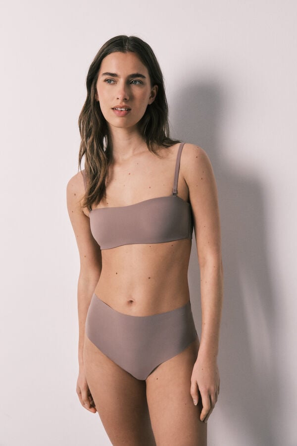 Women'secret Brasier bandeau sin costuras marr&oacute;n caf&eacute;