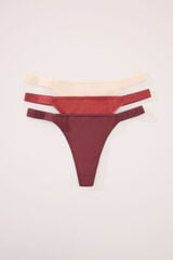 Womensecret Pack de 3 tangas de algodón con estampado blanco blanco