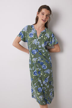 Womensecret Camisón midi 100% algodón verde flores estampado