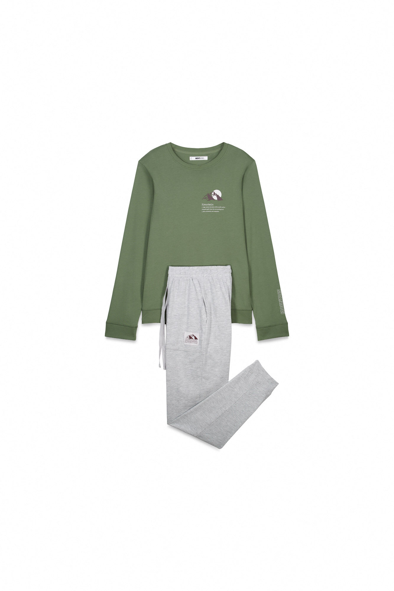 Women'secret Pijama larga de algod&oacute;n verde gris