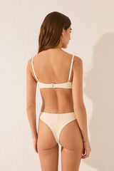Womensecret Panty de bikini brasileña de tejido blanca marfil