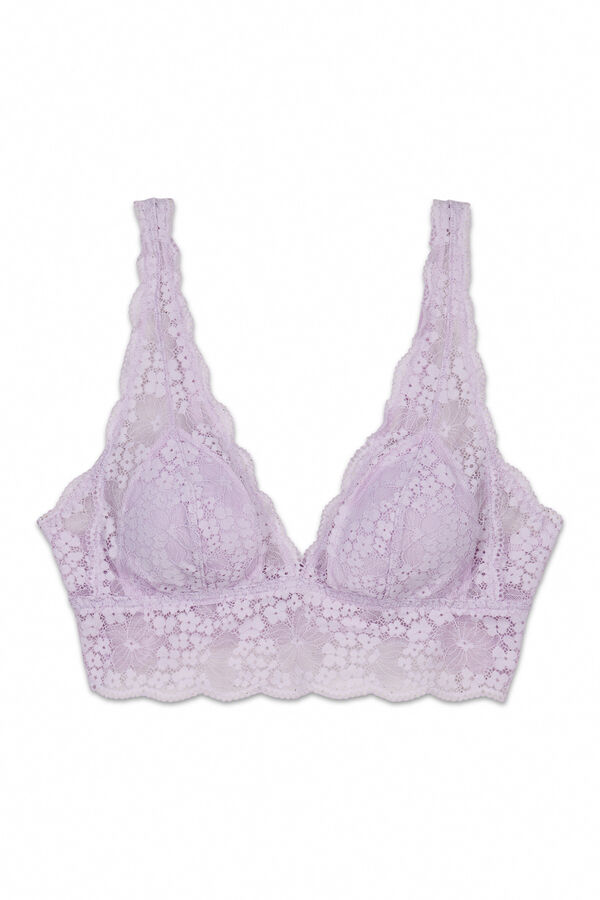 Women'secret Brasier bralette halter de encaje lila morado/lila