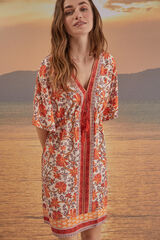 Women'secret Vestido corto camiseta de dormir estampado naranja estampado