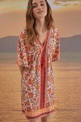 Women'secret Vestido corto camiseta de dormir estampado naranja estampado