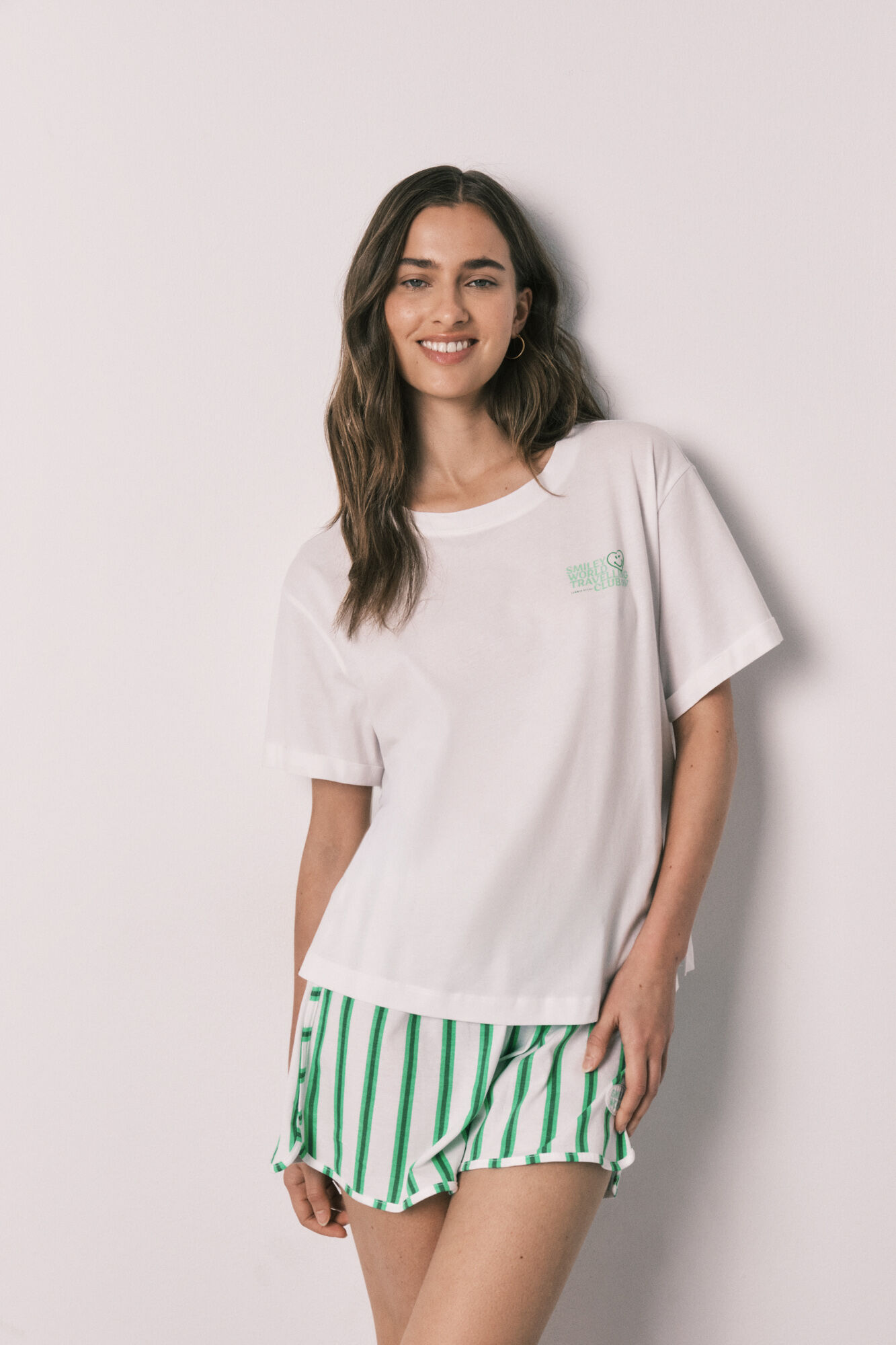 Women'secret Pijama corta de algod&oacute;n SmileyWorld&reg; blanco