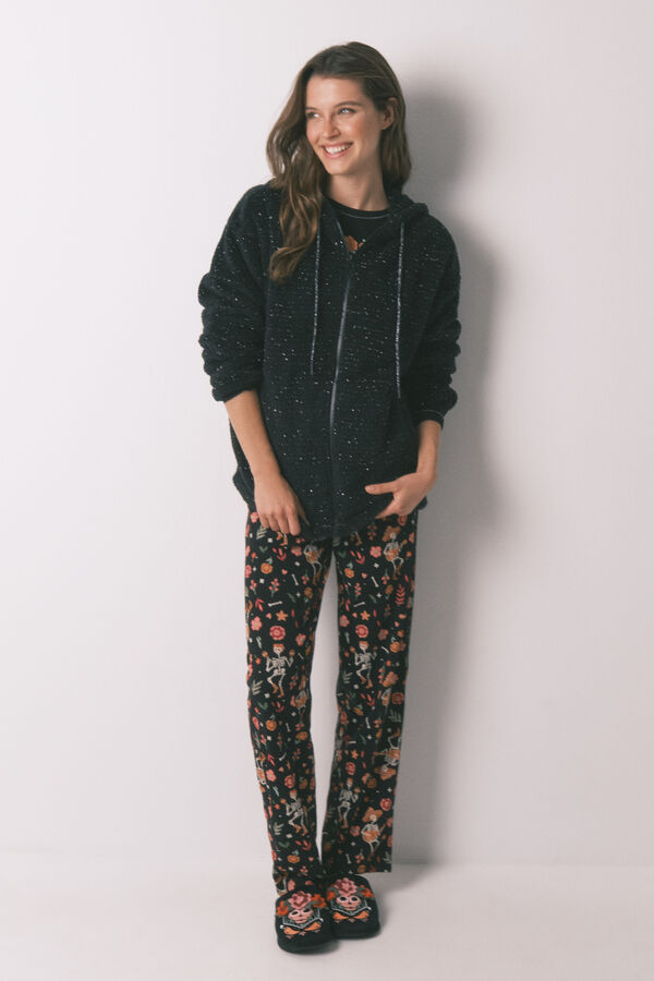 Womensecret Bata negra de borrego "Día de Muertos"  negro
