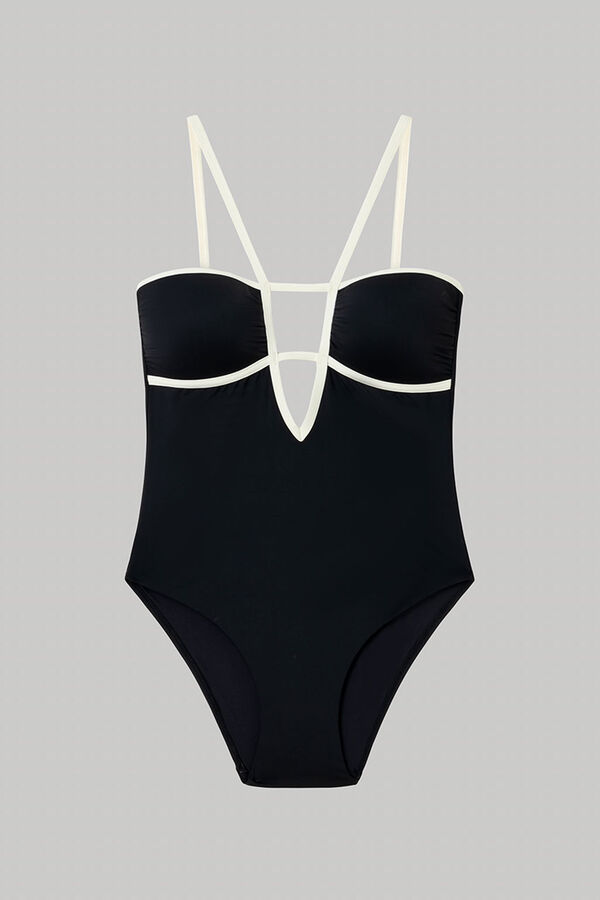 Gisela Traje de baño bandeau negro con ribete negro