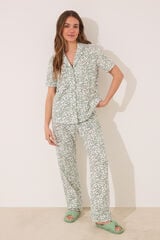 Womensecret Pijama camisera floral 100% algodón blanco