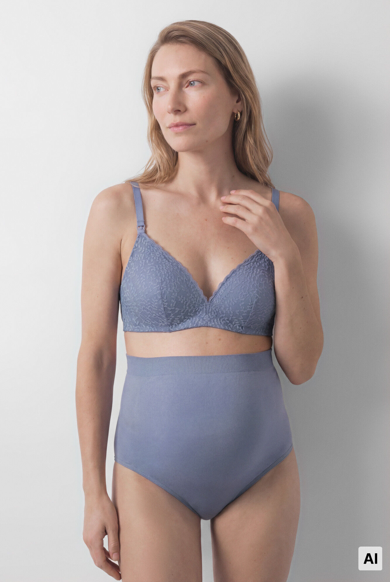 Women'secret Brasier maternity triangular con relleno de encaje azul LOVELY