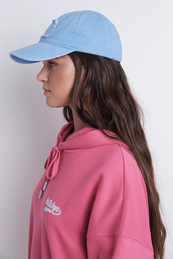HI&BYE Gorra de algod&oacute;n azul claro con logo bordado azul