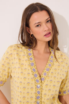 Womensecret Pijama estampado de flores amarillas 100% algodón estampado