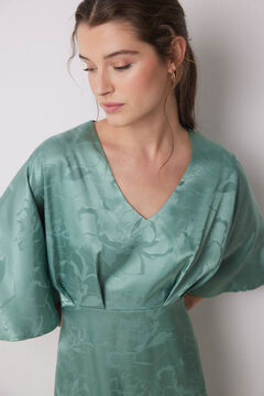 Womensecret Vestido caftán satén jacquard verde verde