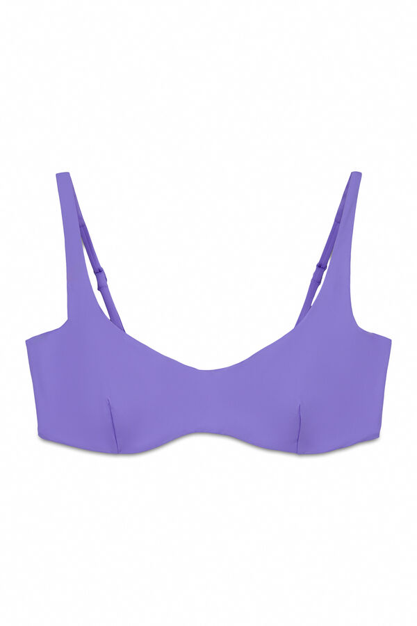 Women'secret Top de bikini horizontal con varilla lila morado/lila