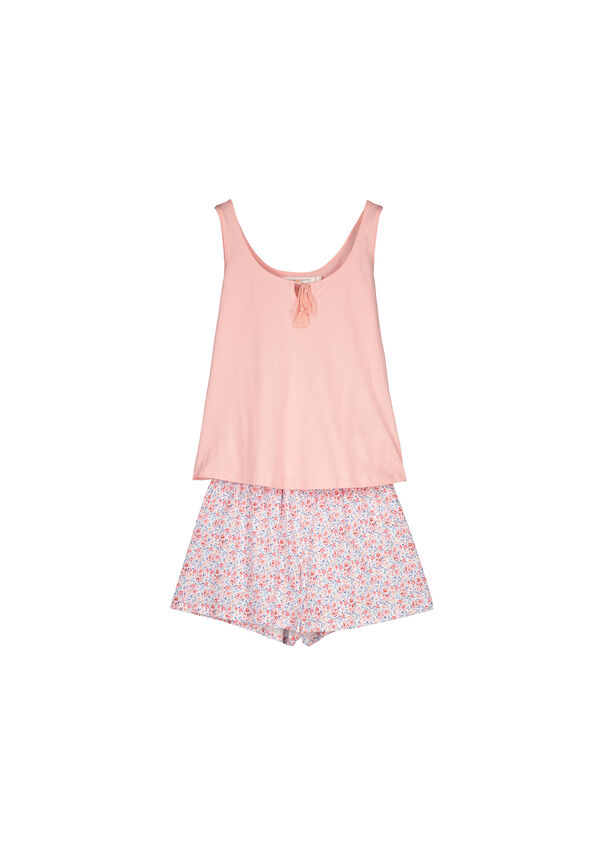 Womensecret Pijama corta tirantes rosa 100% algodón rosa