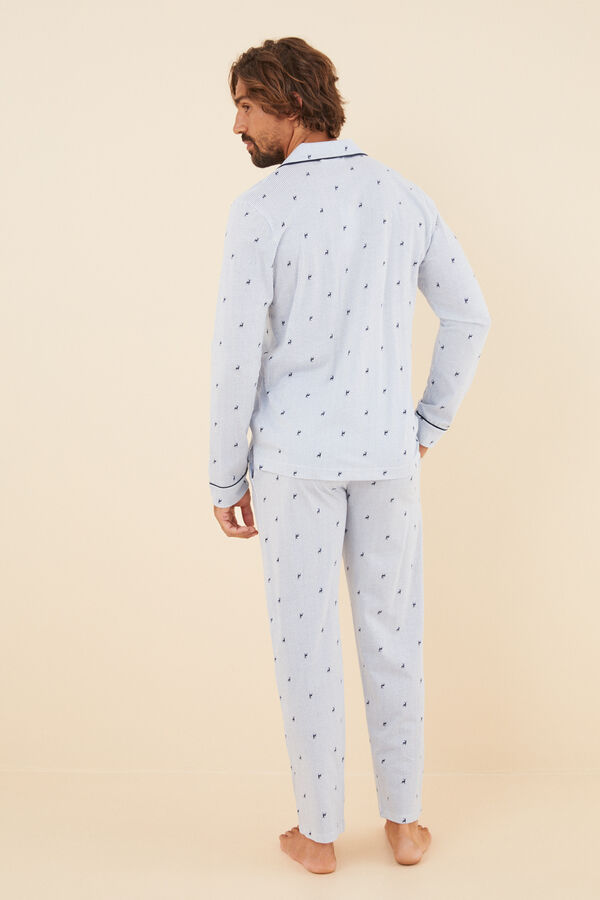 Womensecret Pijama camisera hombre 100% algodón estampado azul