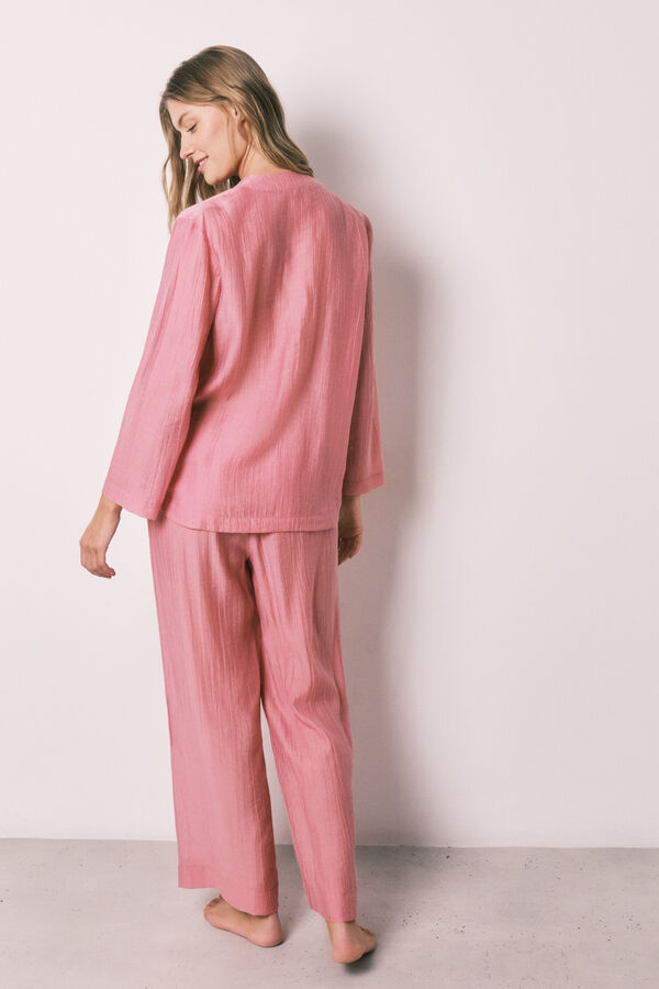 Women'secret Pijama larga satinada rosa rosa