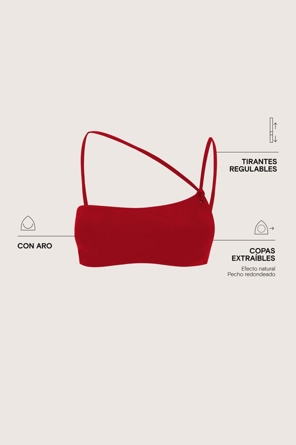 Womensecret Top de bikini asimétrico rojo rojo
