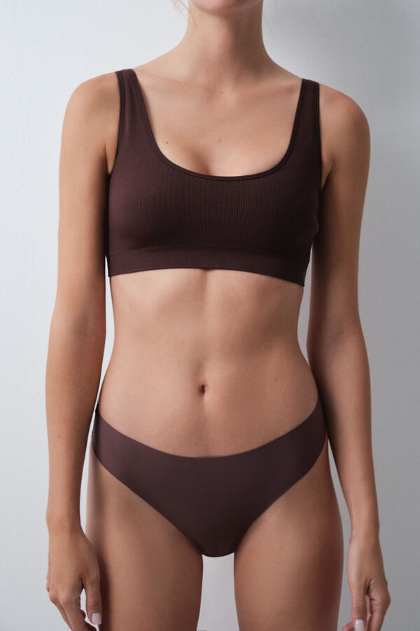 Women'secret Braga brasile&ntilde;a microfibra marr&oacute;n caf&eacute;