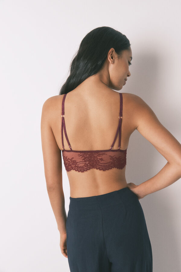 Womensecret Bralette de encaje vino especial púrpura