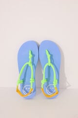 Womensecret Chanclas Smiley con tirantes de cuerda verde blanco