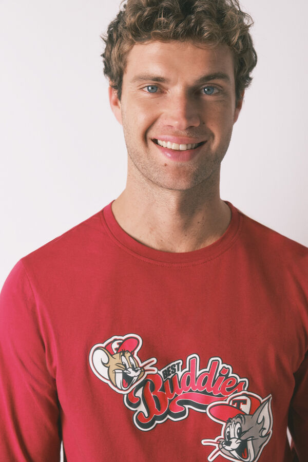 Women'secret Pijama larga rojo Buddies 100% algodón rojo