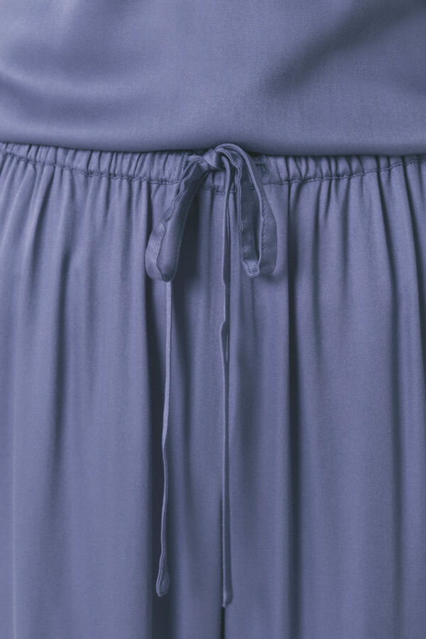 Women'secret Pijama larga azul escote plisado azul