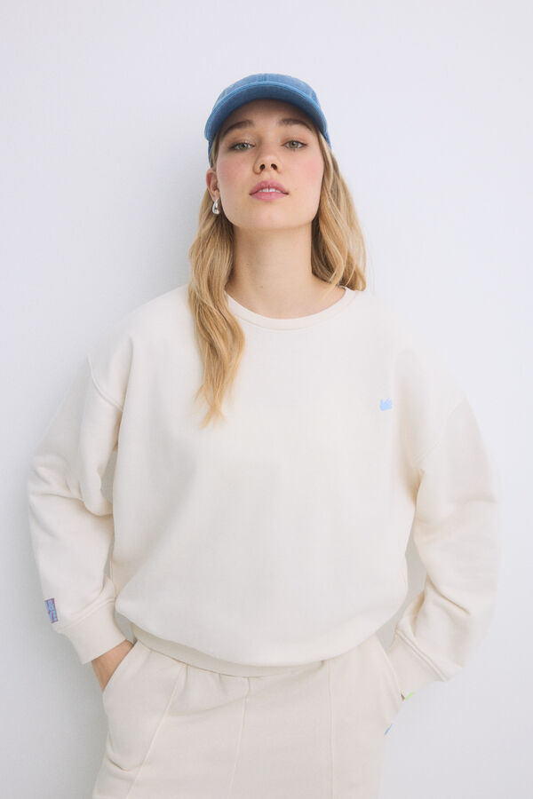 Womensecret Sudadera felpa algodón marfil marfil