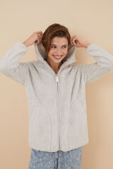 Womensecret Bata corta, gris, de pelo esponjoso lurex gris
