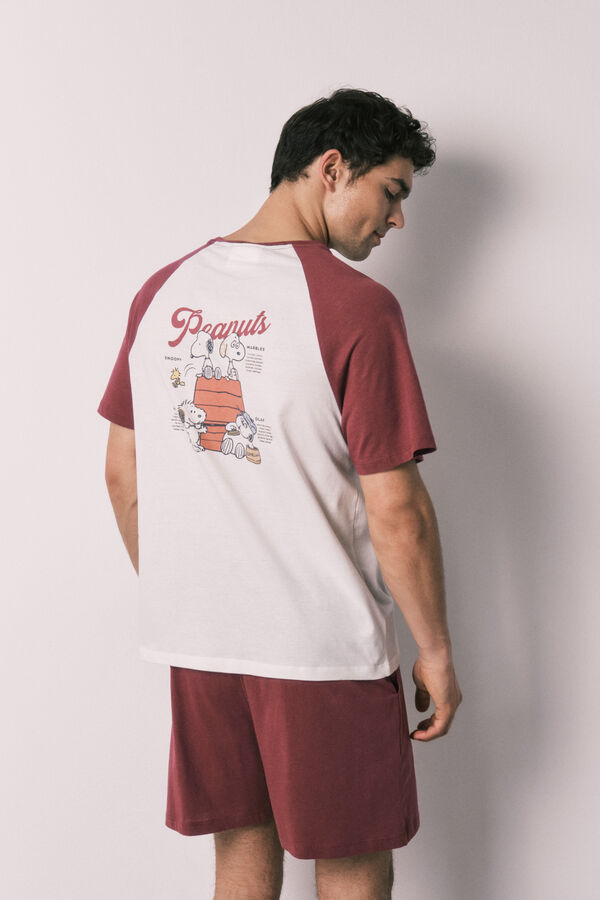Women'secret Pijama corta de hombre de algod&oacute;n Peanuts p&uacute;rpura