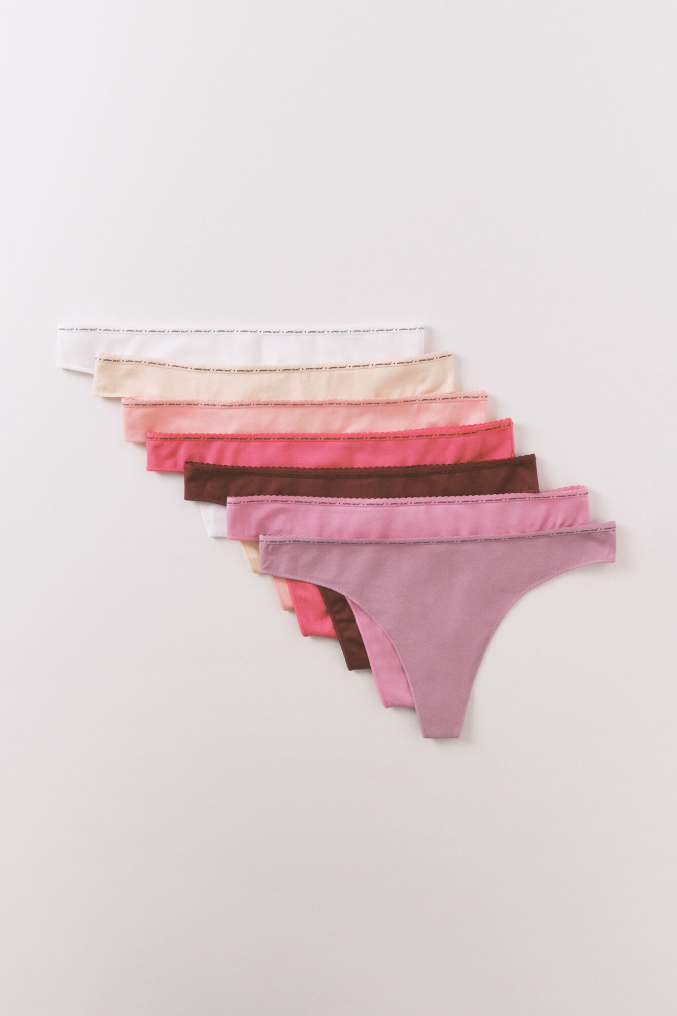 Women'secret Pack de 7 tangas de algod&oacute;n rosa