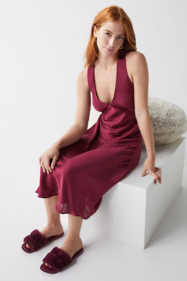 Womensecret Camisón midi satín morado púrpura