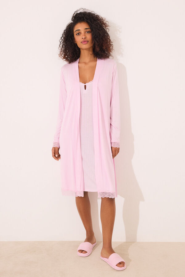 Womensecret Bata midi de viscosa rosa rosa