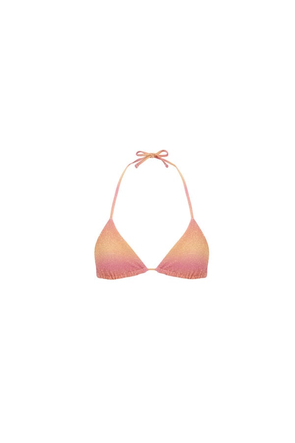 Womensecret Top de bikini triangular con purpurina en degradado rosa rosa